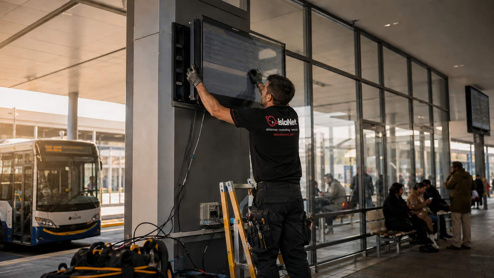 Pantallas exteriores para transporte publico en Mallorca - islaNet