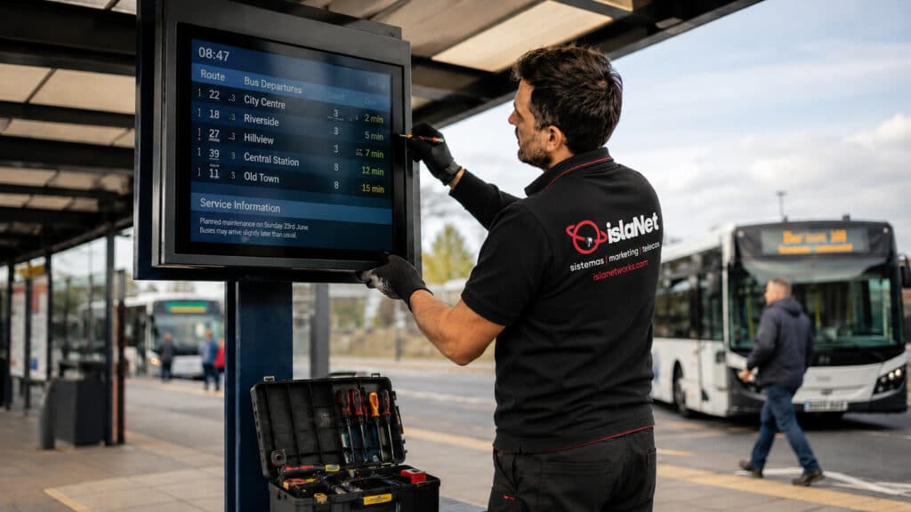 Pantallas exteriores para paradas de bus en Mallorca - islaNet