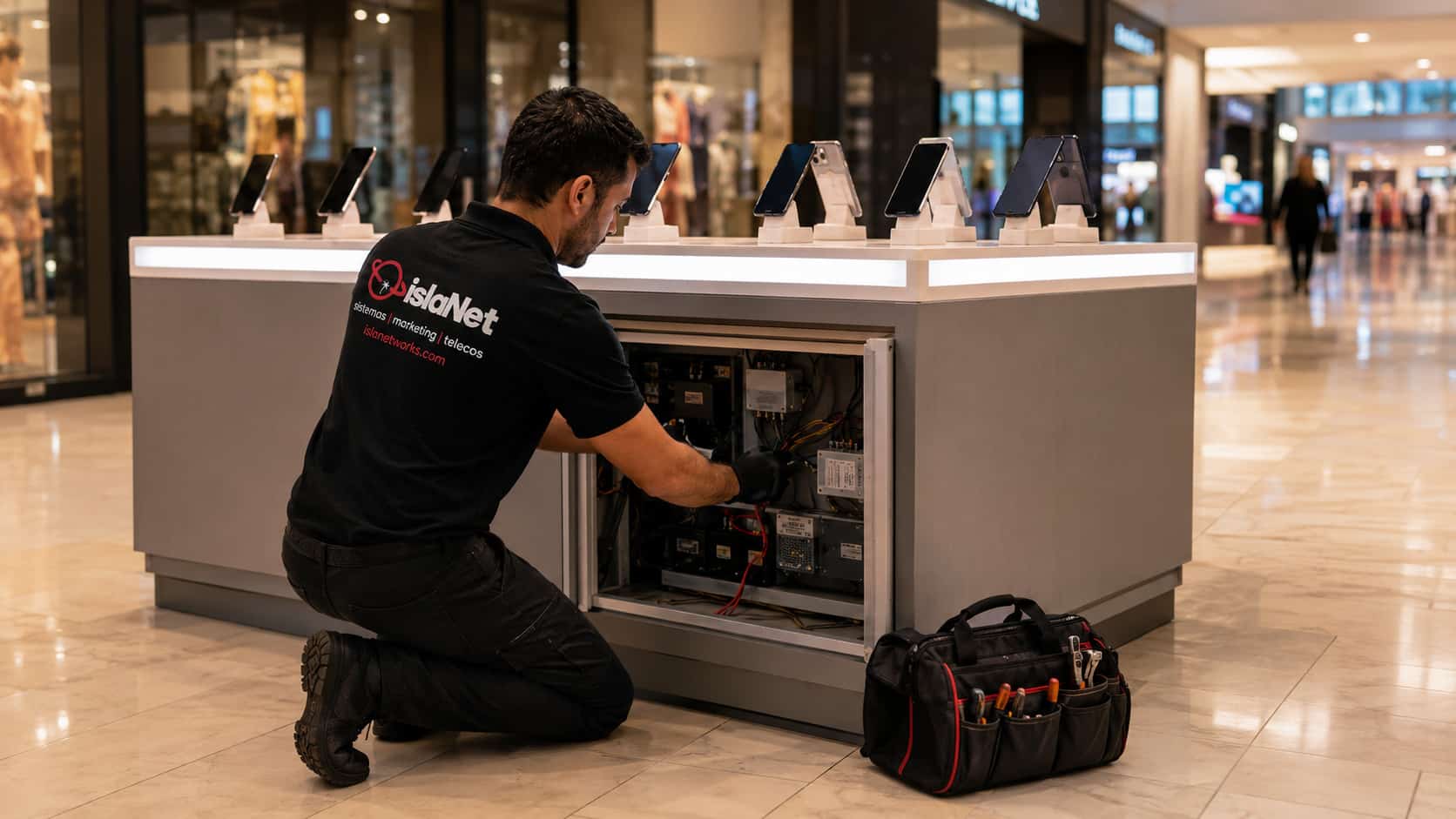 Mantenimiento de totems digitales en centros comerciales de Mallorca